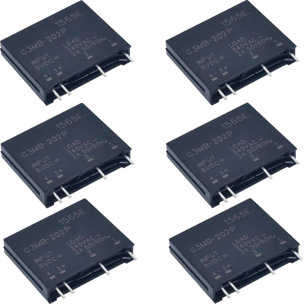 Youmile 6 Stück G3MB-202P Halbleiterrelais-Modul DC-AC PCB SSR In 5V DC Out 240V AC 2A AC Halbleiterrelais mit für verschiedene Automatisierungsanlässe von Youmile