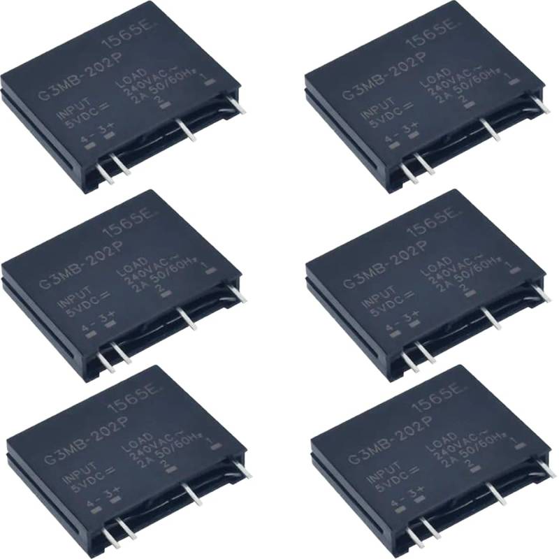 Youmile 6 Stück G3MB-202P Halbleiterrelais-Modul DC-AC PCB SSR In 5V DC Out 240V AC 2A AC Halbleiterrelais mit für verschiedene Automatisierungsanlässe von Youmile