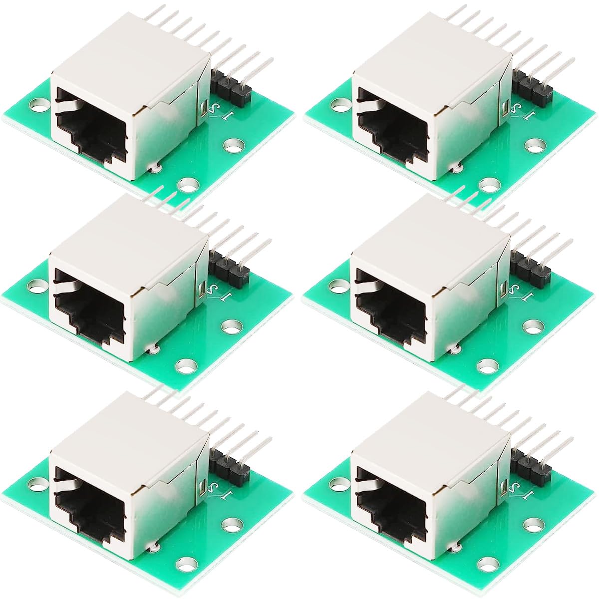 Youmile 6 Stück RJ45 Stecker Board 8-poliges Breakout Board Kit Horizontale Buchse PCB Board eaders Netzwerk Port Adapter Test Board für Ethernet DMX-512 RS-485 RS-422 RS-232 von Youmile