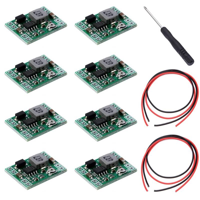 Youmile 8Pack MP1584DE DC-DC-Abwärtswandler Mini 3A Einstellbares Step-Down-Spannungsmodul 24V bis 12V 9V 5V 3V Für Arduino mit Stromkabel ， Kreuzschlitzschraubendreher von Youmile