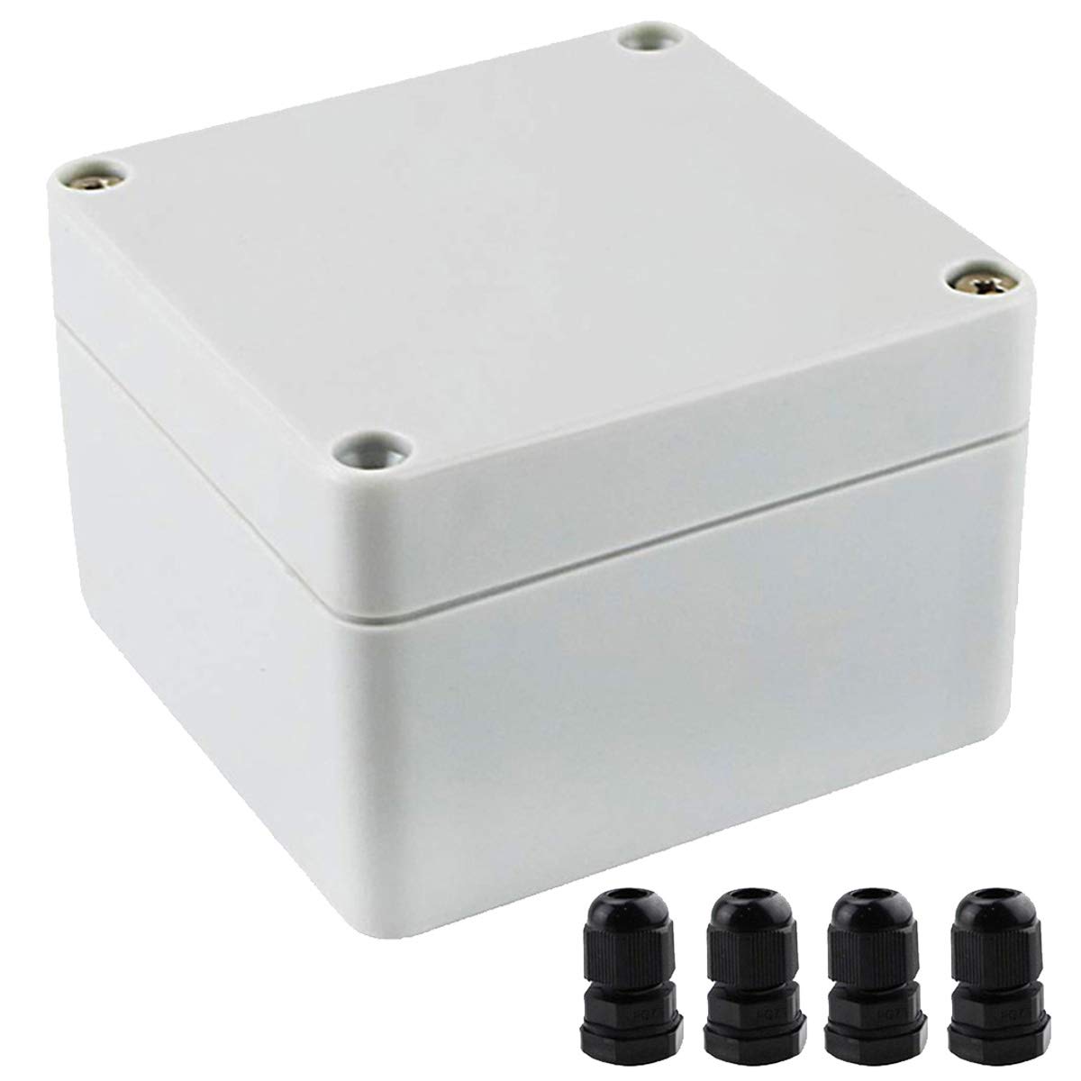 Youmile Elektrische Projekt Box 83 x 81 x 56 mm IP65 wasserdichte ABS Kunststoff Anschlussbox für Außenanschluss mit 4PCS PG7 Kabelverschraubung von Youmile