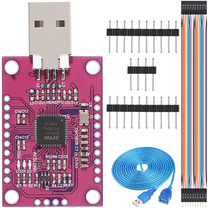 Youmile FT232H Multifunktionsmodul CJMCU FT232H USB zu JTAG UART/FIFO SPI/I2C-Modul, mit Pinheader USB-Verlängerungskabel Dupont-Kabel von Youmile