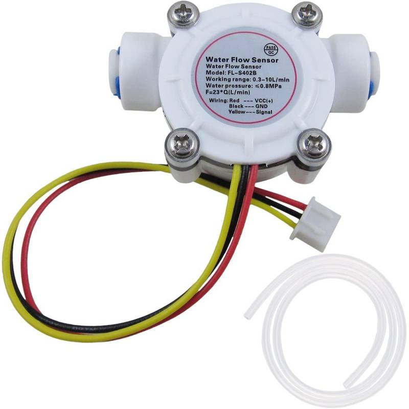 Youmile G1/4" Quick Connect Hall-Effekt-Sensor Wasserdurchflusssensor YF-S402B 0,3-10 l/min Wasser-Hall-Effekt-Durchflusssensor mit Silikonschlauch 6 mm ID von Youmile