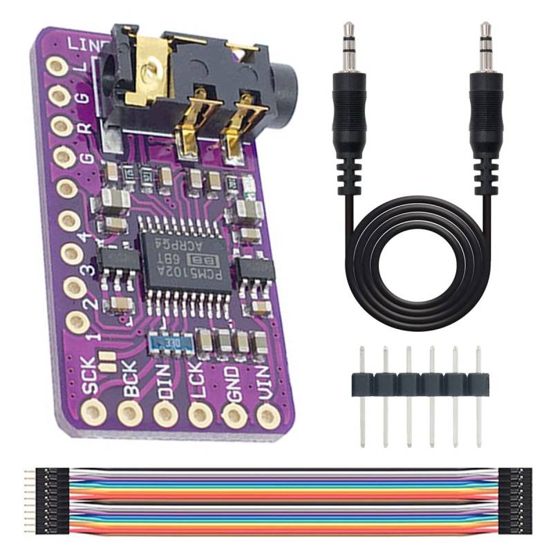 Youmile PCM5102 DAC Decoder Modul I2S Schnittstelle GY-PCM5102 PHAT-Format Player Board Digital Analog Wandler Sprachmodul für Arduino mit 3,5 mm Audiokabel, Jumper Kabel von Youmile