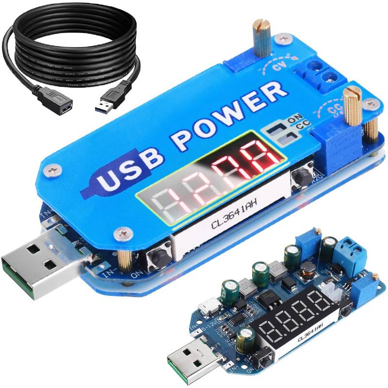 Youmile USB Step UP Netzteil Modul 15 W DC-DC-Buck-Boost-Spannungswandler, DC 5 V auf 3,3 V, 9 V, 12 V, 24 V, 30 V, DP2, verstellbares Step-Up/Down-Modul mit USB-Verlängerungskabel von Youmile