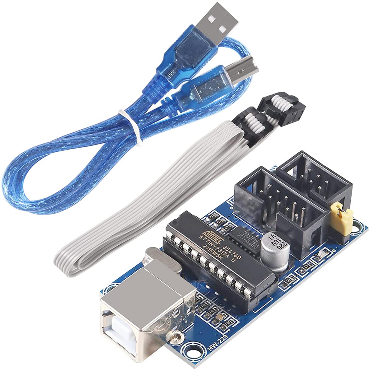 Youmile USBTiny USBtinyISP AVR ISP Programmer mit 6-Pin-zu-10-Pin-Programmierkabel USB 2.0 B-USB-Kabel für Arduino Bootloader USB-Download-Schnittstelle von Youmile