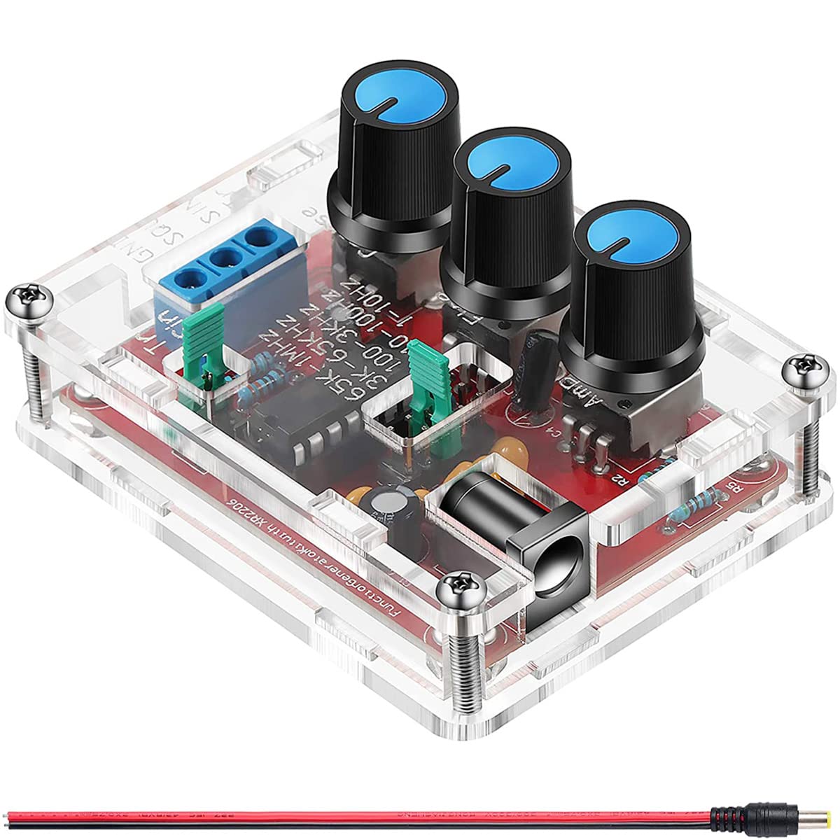 Youmile XR2206 Hochpräzise Funktionssignalgenerator DIY Kit 1HZ-1MHZ Frequenzmodul 9-12V DC Eingang Sinus/Dreieck/Quadrat Ausgang Einstellbar mit DC-Steckerkabel von Youmile