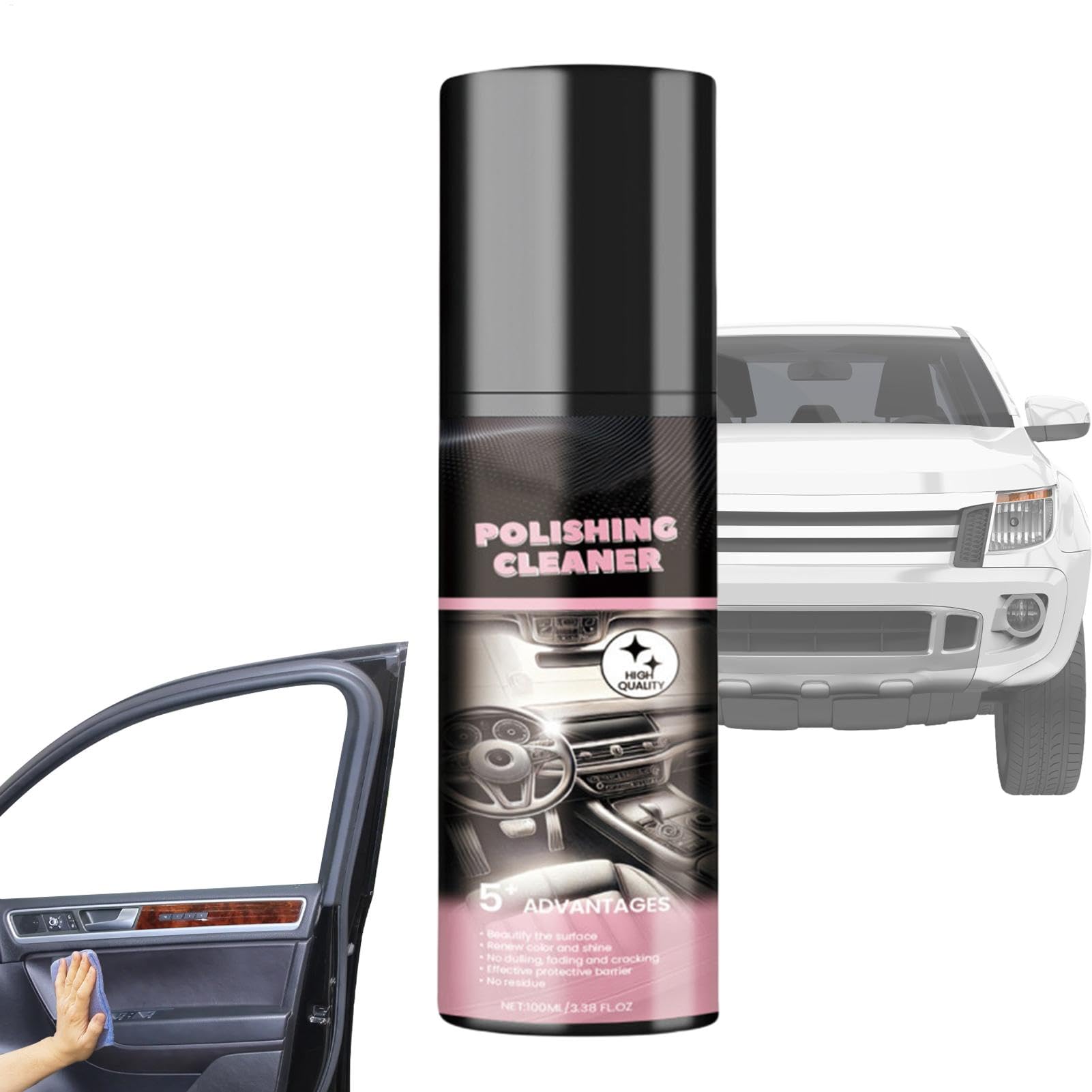 Innenraumreiniger Auto Innenraum Reiniger 100ml - Cockpit Reiniger Innenraumreiniger Auto Für Kunststoff, Polsterreiniger, Leder Cockpitpflege Auto Innenaufbereitungsspray Schützender Innenreiniger von Youngwier