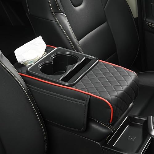 Armlehnenbox für Fahrzeuge Universal Auto Armlehnen Auflage PU Leder Car Armrest Box Pad mit Organizer Taschen Auto Mittelkonsole Pad Auto Armlehne Box Polster Mittelkonsole Abdeckung (Schwarz#) von Youning