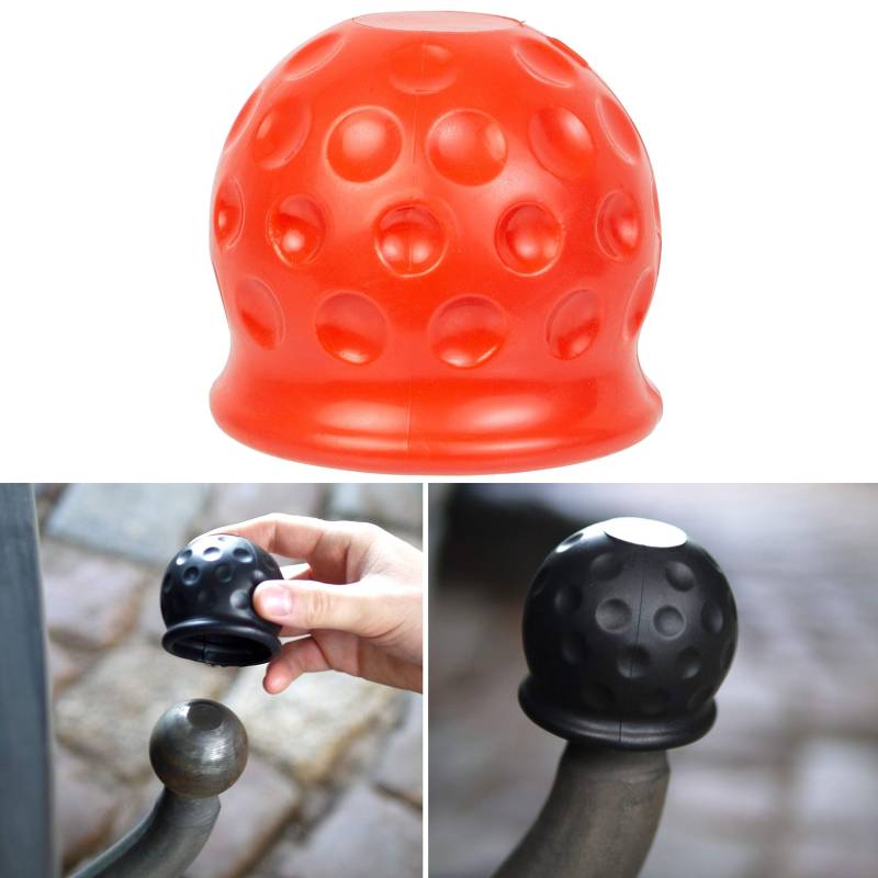 Abdeckung für Anhängerkupplungen, 1 Stück, in Rot, aus Kunststoff, für Ø 50 mm Kugelkopfkupplungen, in Golfball-Form, Kupplungskappe Anhänger, Hänger Kupplung Kappe, Schutzkappe für Anhängerkupplung von Your Day Mate