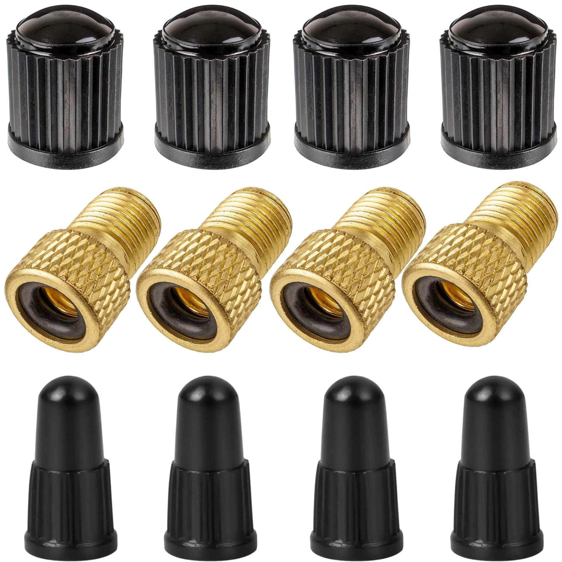 Fahrrad Ventil Adapter Set, 12 Pack, für Blitz- und Prestaventil auf Autoventil, DV und SV auf AV, Kit mit Ventilkappen, Luftpumpenadapter Einsatz für Standpumpe, Handpumpe, Schlauchventil Aufsatz von Your Day Mate