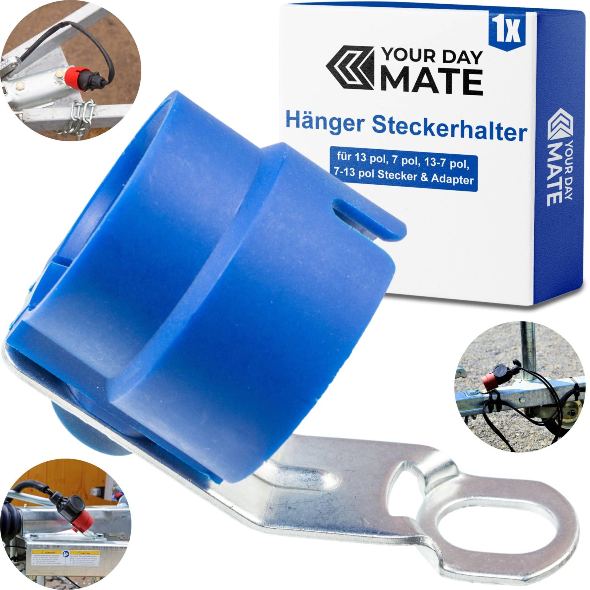 Anhänger Steckerhalter, 1 Stück, in Blau, Hänger Deichsel Halter für 13 pol, 7 pol Stecker, 13-7 pol, 7-13 pol Adapter, Anhängerdeichsel Halterung, Parking Cover Plug, Anhängerstecker Halterung von Your Day Mate