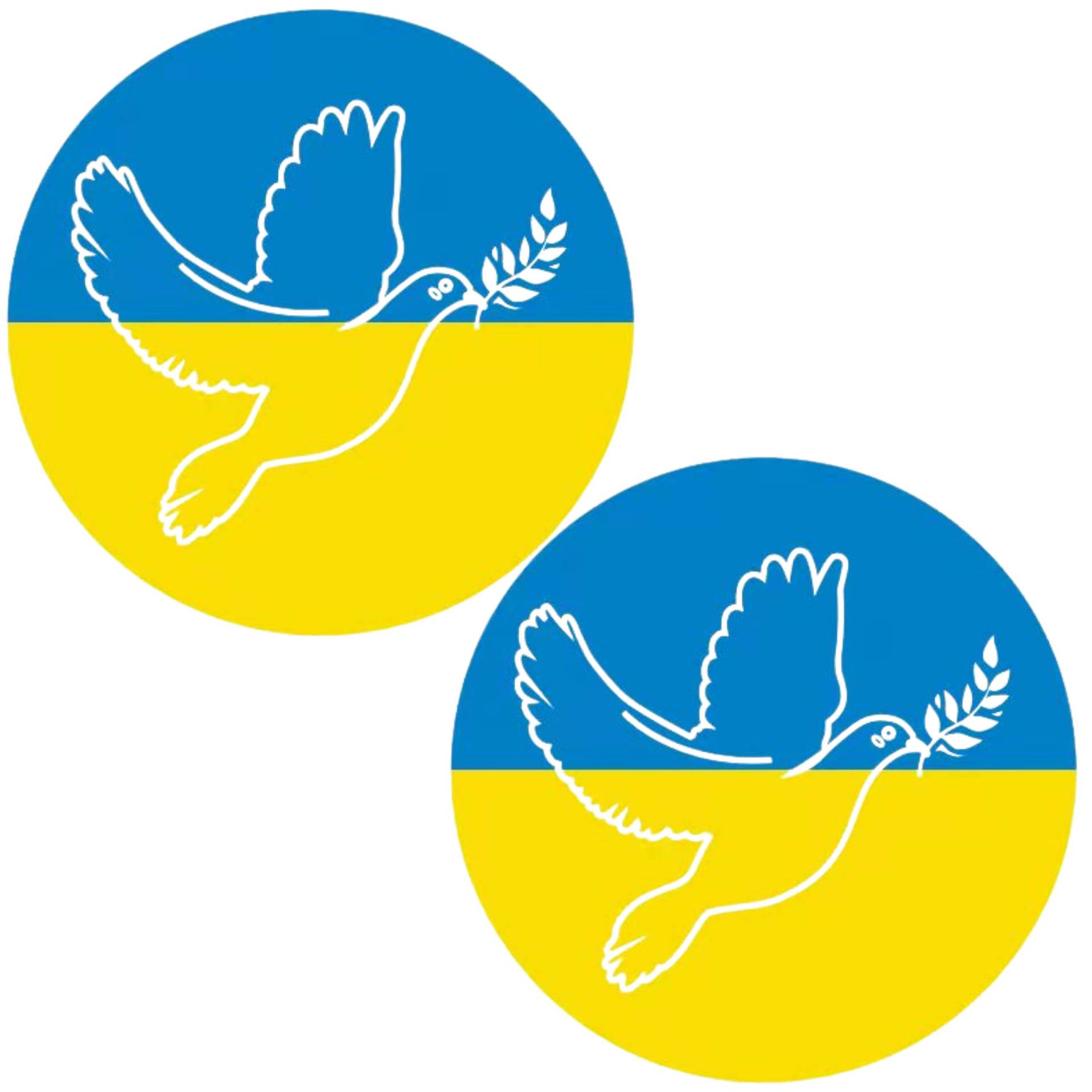 Aufkleber mit Friedenstaube auf Ukraine Flagge, 2 Stk, Ø 8 cm Klebesticker, hochwertiger Druck mit UV Schutz, 0,08 mm Folienstärke, für Auto, Scheibe, Bike, Ukraine Sticker Car, Ukraine Aufkleber Kfz von Your Day Mate