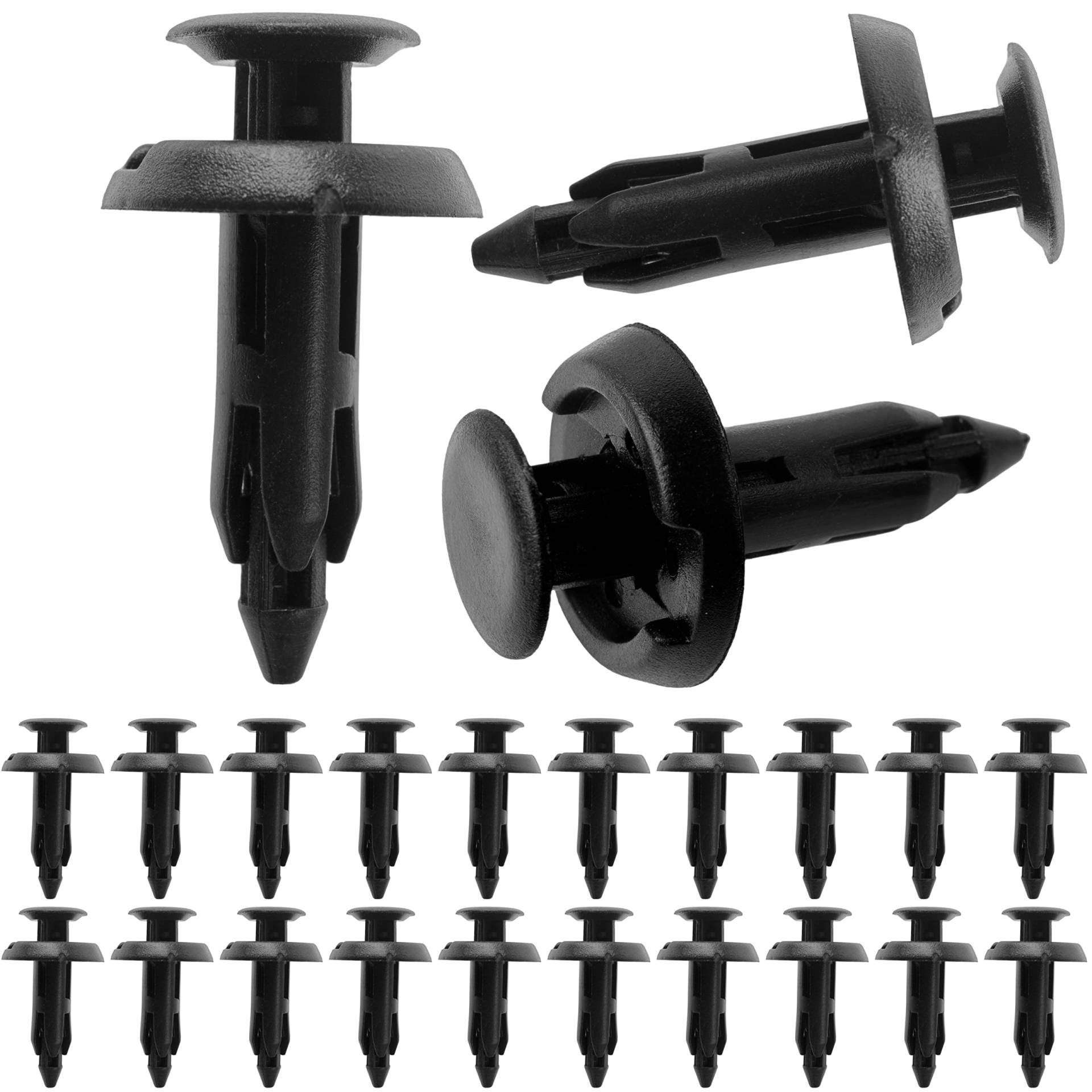 Auto Befestigungsclips, 20 Stück, Ø 6 mm Stift, Ø 15 mm Kopf, in Schwarz, aus Kunststoff, Türverkleidung Clip, Innenausstattung Klips, Stoßfänger Klemmen, Zierverkleidung Halter, Interieur Halterung von Your Day Mate