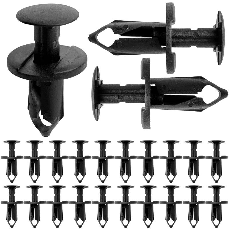 Auto Spreiz Nieten, Ø 10 mm Stift, Ø 20 mm Kopf, 20 Stück, in Schwarz, aus Hartplastik, Befestigung Push Clip Türverkleidung, Stoßstangen Reparatur Ersatz Set, Spreiznieten Karosserie Befestigungssatz von Your Day Mate