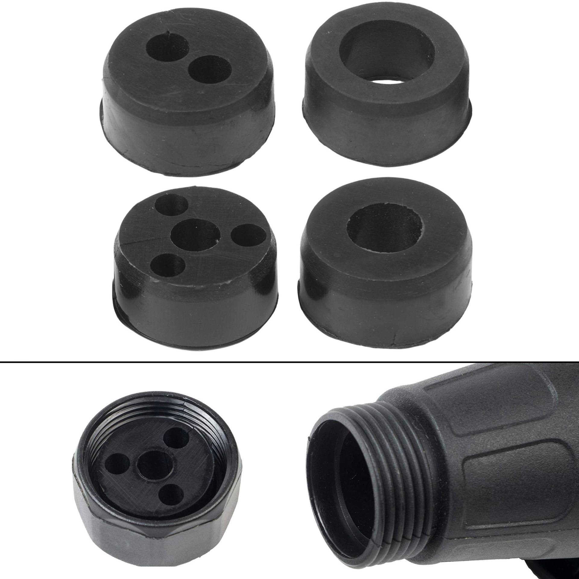 Dichtungsringe für Anhängerstecker, 4 Pack, in Schwarz, aus Gummi, Ersatz Dichtung für 13 pol und 7 pol Anhänger Stecker, Dichtring Rückseite Adapter, Hänger Steckdose Dichtungsendstück, Dichtungsset von Your Day Mate