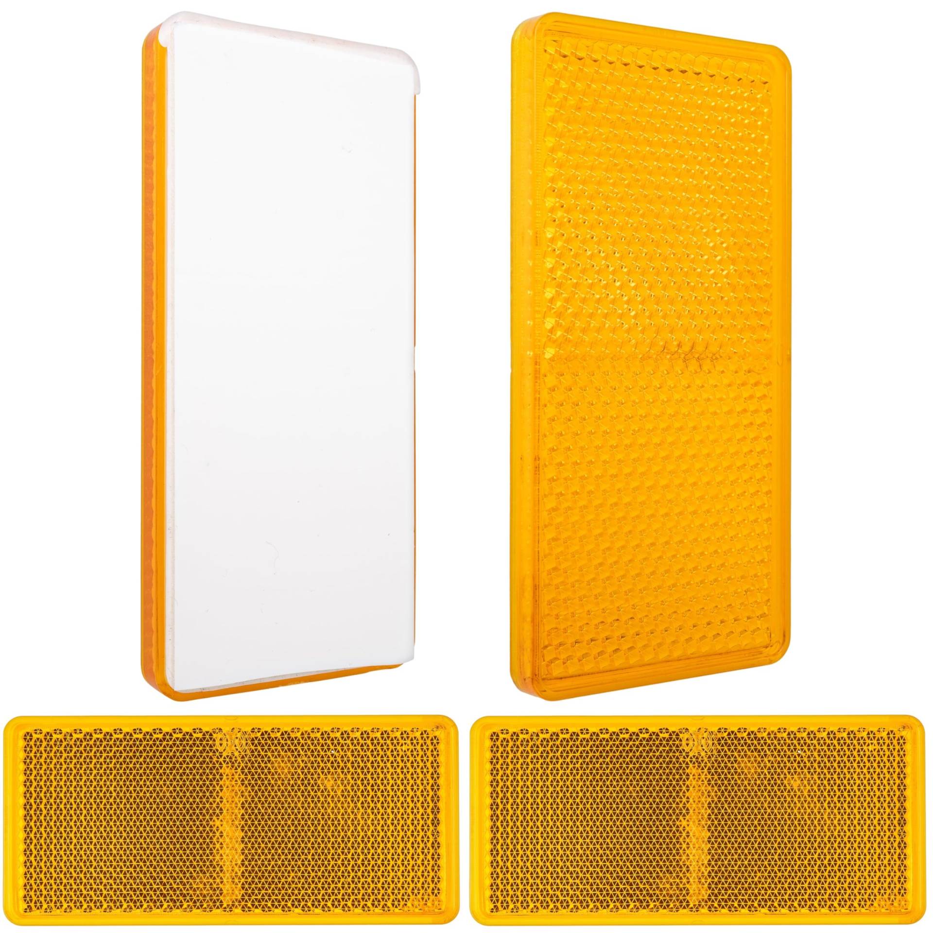 Rechteckige Reflektoren zum Ankleben, 4 Pack, Orange, 94 x 44 x 7 mm Abmessung, E-Prüfzeichen, eckige Hängerreflektoren für Wohnmobil, Anhänger, Katzenauge lks rechts, Rückstrahler Streuscheibe von Your Day Mate