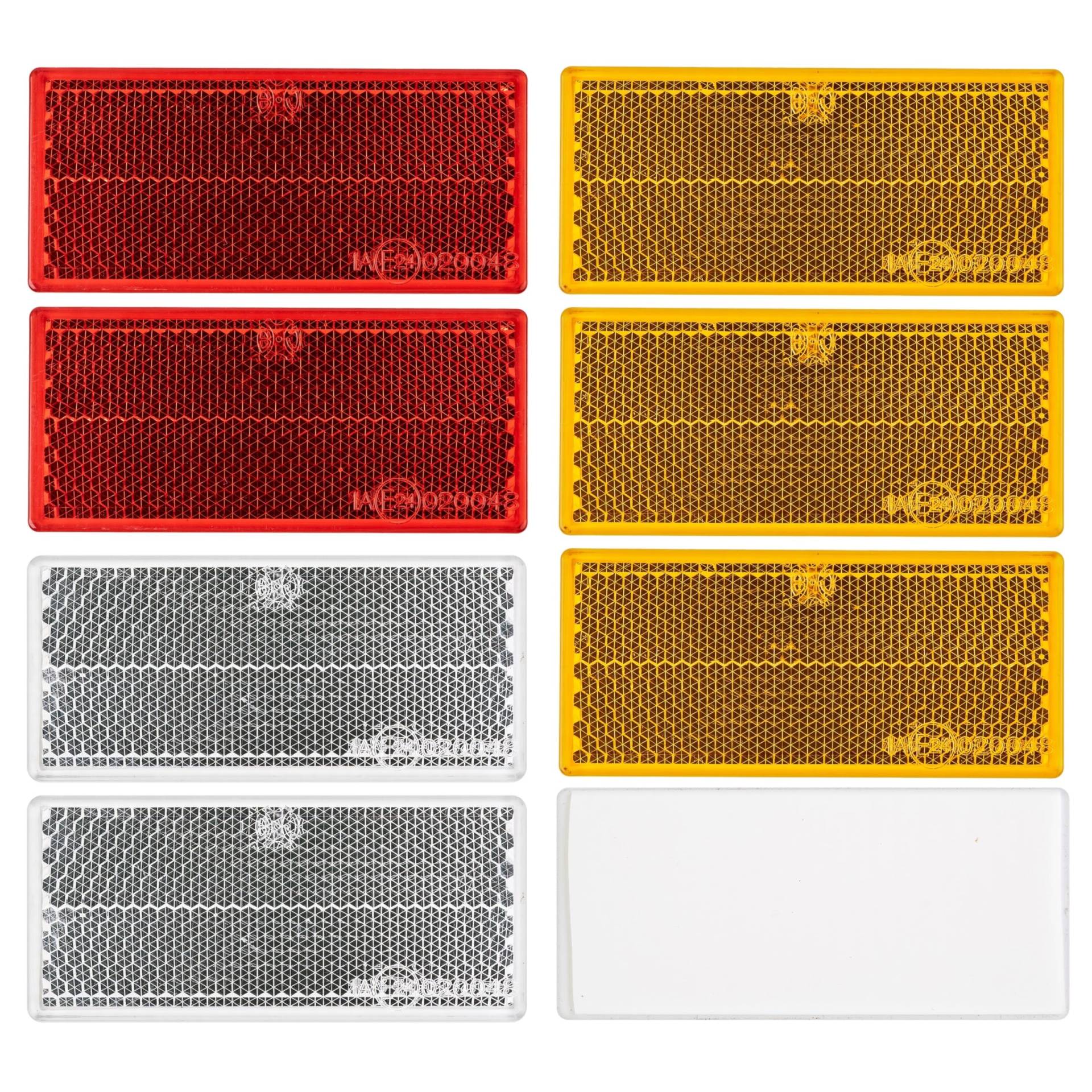 Rechteckige Reflektoren zum Ankleben, 8 Pack, Orange, Weiss und Rot, 70 x 30 x 7 mm Abmessung, mit E-Prüfzeichen, eckige Reflektoren für Hänger, Katzenauge links rechts, Rückstrahler Streuscheibe von Your Day Mate