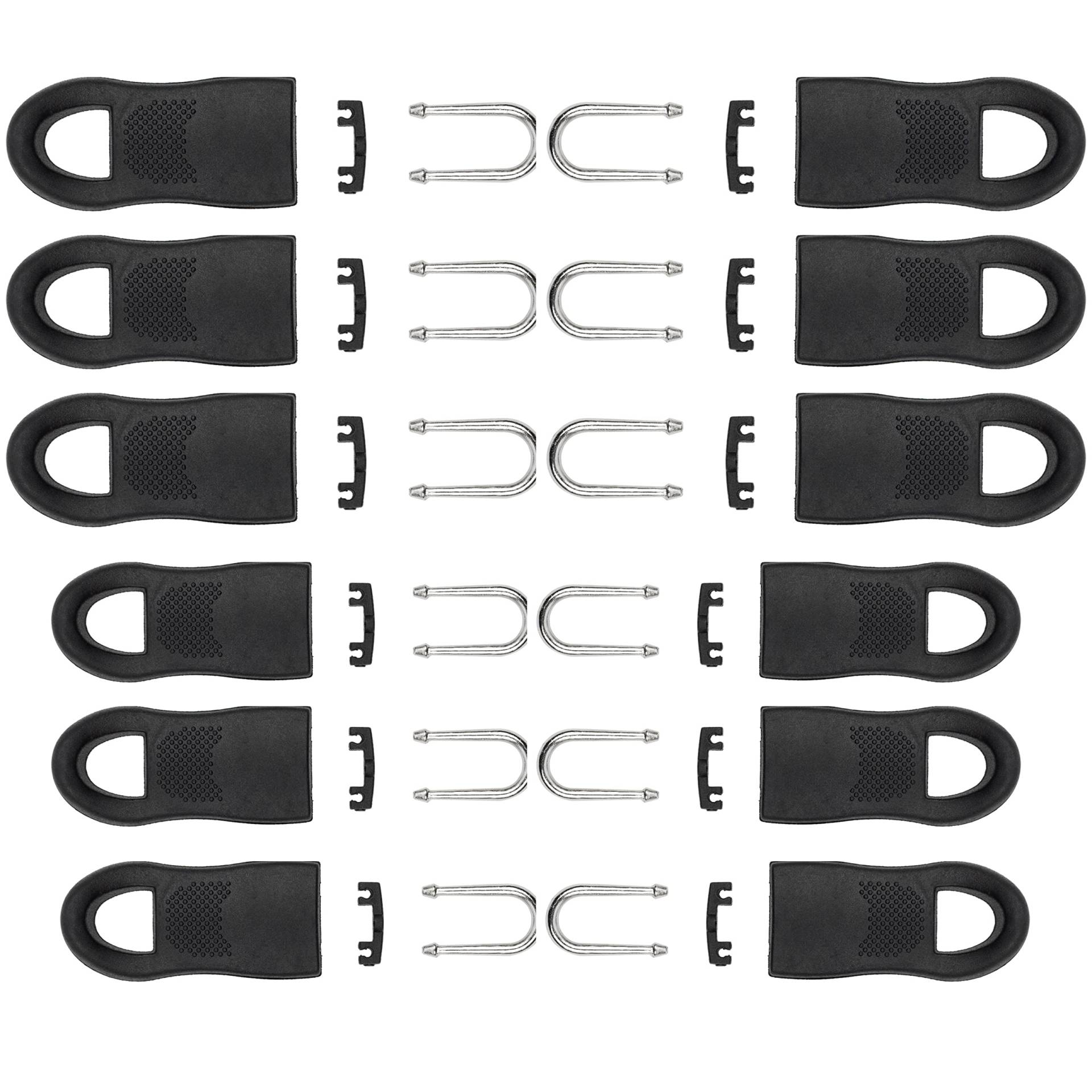 Reißverschluss Anhänger zur Reparatur, 12 Sets, je 6 x 35 mm und 45 mm Gesamtlänge, steckbar, Zipper Reissverschluss, RV Schieber Koffer, Backpack, Handtasche, Reißverschlussanhänger Slider Laschen von Your Day Mate