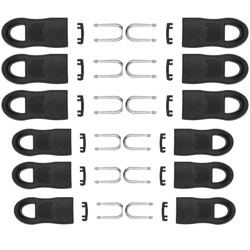 Reißverschluss Anhänger zur Reparatur, 12 Sets, je 6 x 35 mm und 45 mm Gesamtlänge, steckbar, Ersatz Zipper Reißverschluss, Reißverschluss Schieber für Jacke, Rucksack, Hose, Zelt, RV Slider Laschen von Your Day Mate