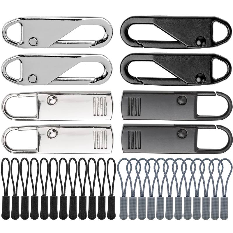 Reißverschluss Anhänger zur Reparatur, 34 Pack, 10 x Metall RV Zipper, 24 x Nylon RV Laschen, Ersatz Zipper Reißverschluss, Reißverschluss Schieber für Jacke, Rucksack, Hose, Zelt, RV Slider Laschen von Your Day Mate