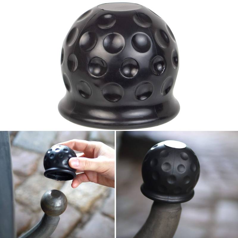 Abdeckung für Anhängerkupplungen, 1 Stück, in Schwarz, aus Gummi, für Ø 50 mm Kugelkopfkupplungen, in Golfball-Form, Kupplungskappe Anhänger, Hänger Kupplung Kappe, Schutzkappe für Anhängerkupplung von Your Day Mate