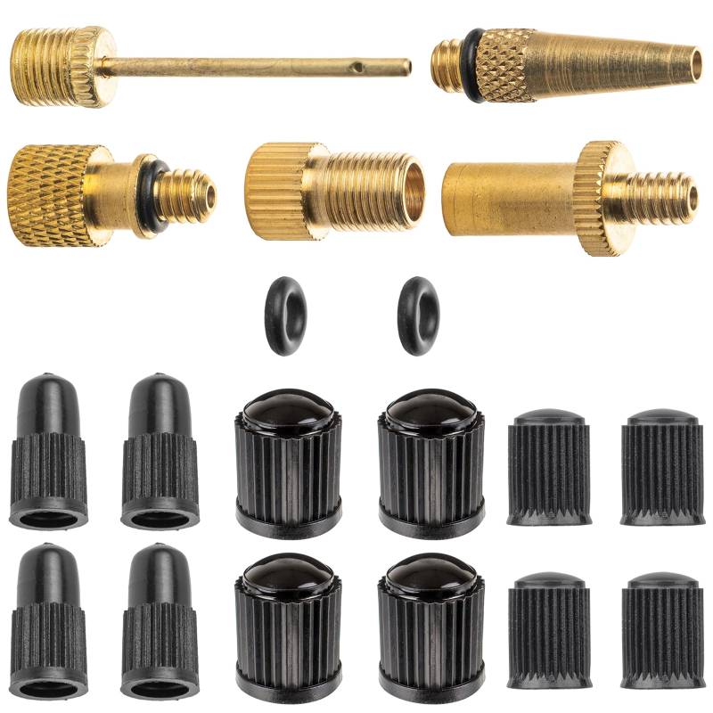 Ventil-Adapter Set, 19 Teile, Adapter für Ball, Ballon, Gymnastik Ball und Luftmatratze, Fahrrad Ventil Adapter DV und SV auf AV, AV auf DV, SV auf DV, Ersatz Ventilkappen für AV, DV und SV Valve Cap von Your Day Mate