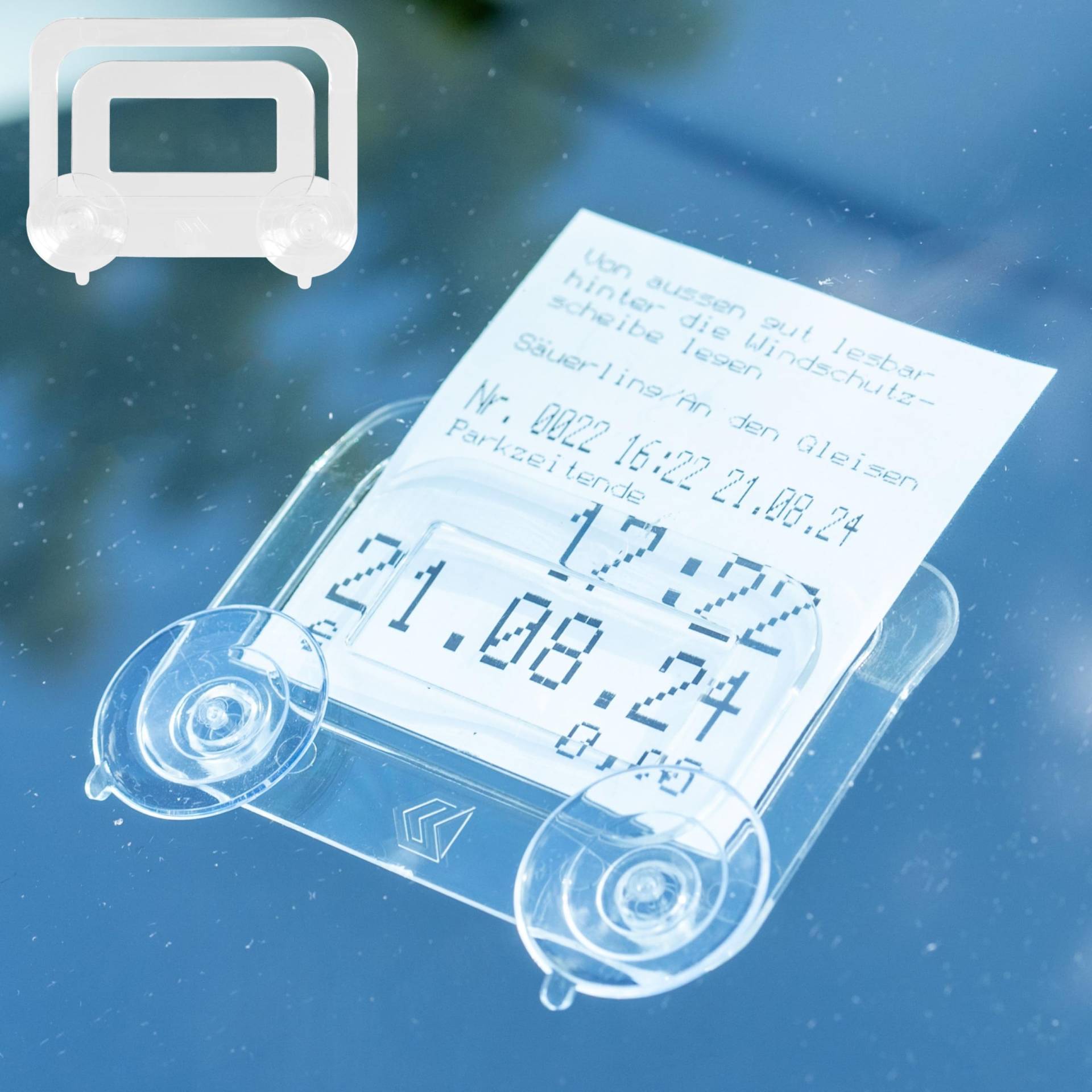 Windschutzscheibe Parkausweis Halterung, 2 Stück, in Transparent, Halter mit Saugnäpfen, Parkausweishalter Scheibe, Autoscheibe Parkscheinhalter, Kartenhalter Parkticket, Auto Saugnapf Clip Ticket von Your Day Mate