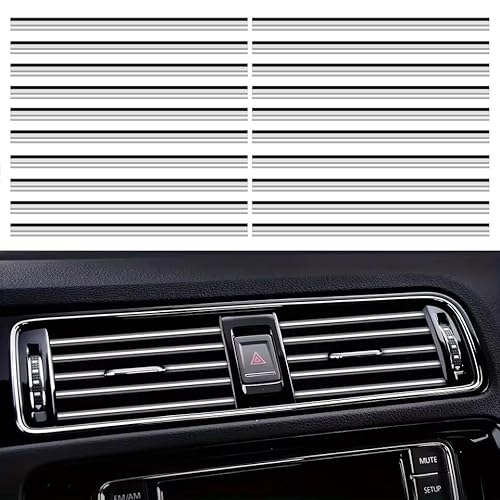 20 Stück Youzzei Auto Lüftungsschlitz Dekoration, 20CM DIY Car Air Vent Decoration, PVC Auto Deko Innenraum Lüftungsgitter Innenausstattung Streifen für die Meisten Lüftungsschlitze (Silber) von Youzzei