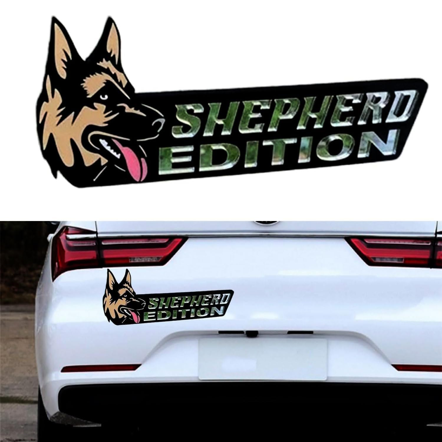 Hunde-Autoabzeichen, lasergeschnitten, 3D-Hundeabzeichen, personalisierbar, wasserdicht, Dekoration, Autoabzeichen für Auto, Motorrad, LKW, Boot (SHEPHERD) von Ysaca