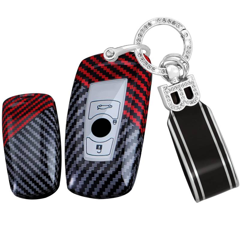 Ysbxitu 3 Tasten Autoschlüssel Hülle Cover für BMW Schlüsselcover Schlüsselgehäuse Passt für BMW F20 F21 F30 F31 F34 F35 F80 F32 F33 F82 F83 F07 F10 F11 F18 F12 F13 F01 F02 F03 Schlüsselanhänger Rot von Ysbxitu