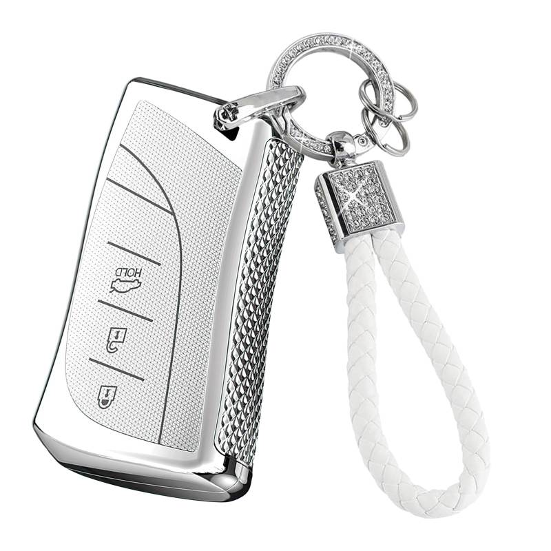 Ysbxitu 3-Tasten-Autoschlüssel-Schutzhülle mit glitzerndem Schlüsselanhänger, passend für Lexus Nx ES UX Us RC Lx Lc Gx Ls is Gs Rx Smart Remote Key Protector Holder Full Protection Remote Fob Case von Ysbxitu