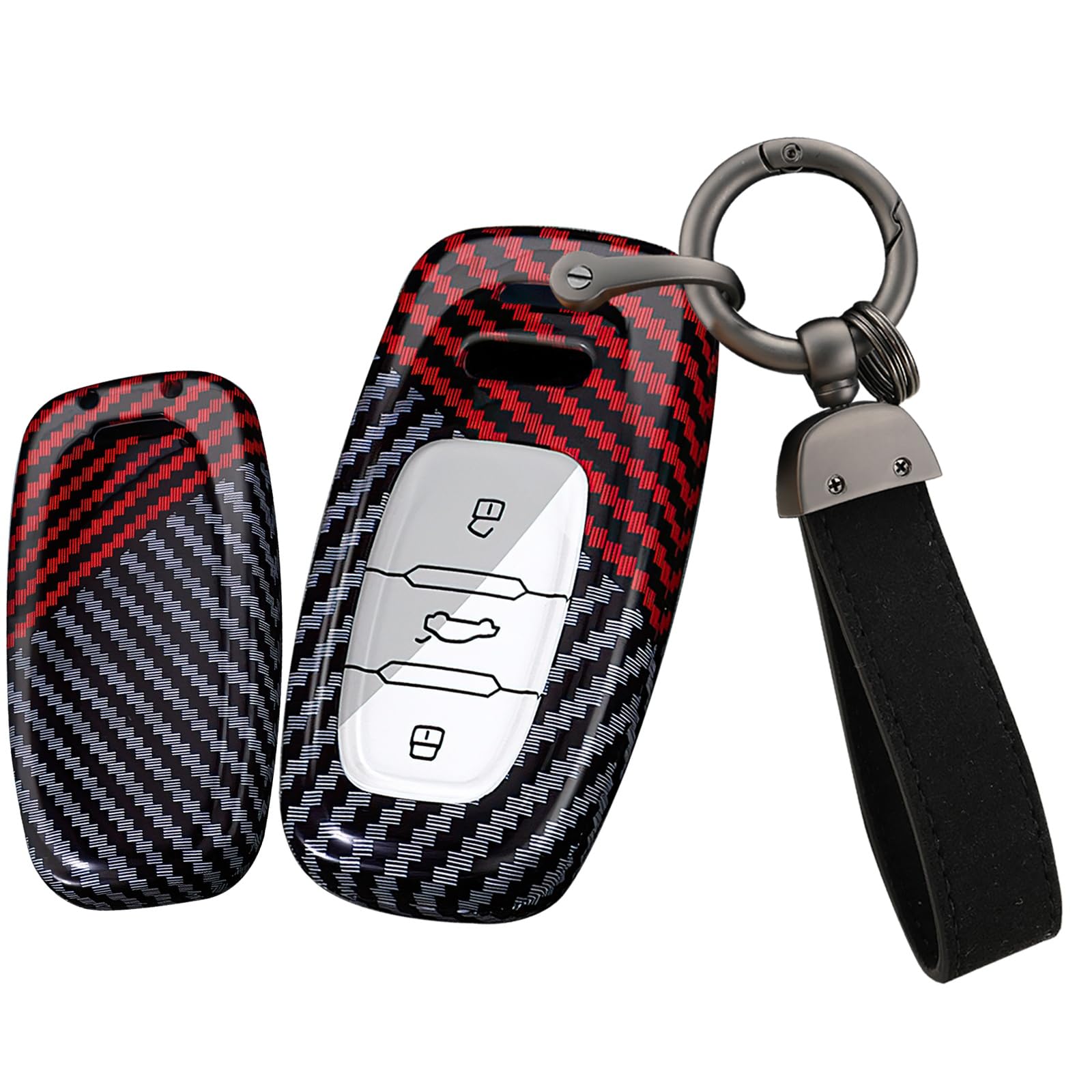 Ysbxitu 3 Tasten Autoschlüsselhülle Abdeckung Cover Passt für Audi Kohlefaser Textur Schlüsselanhänger Passt für Audi A6 A7 A8 E-Tron S6 RS6 S7 RS7 Q7 SQ7 Q8 SQ8 Fernsteuerung Schlüsselhülle Zubehör von Ysbxitu