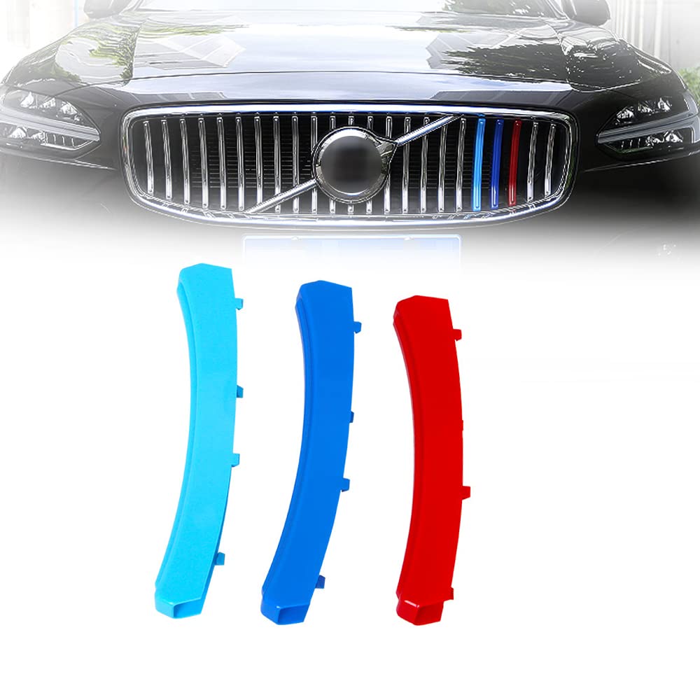 Ysbxitu 3D Auto Front Kühlergrill Ersetzen Zierleiste Streifen Grill Abdeckung Passt für Volvo S90 2017-2020 Auto Nierenaufkleber Zubehör Kühlergrill Sticker Auto-Frontgrills Sports Style - Rot von Ysbxitu