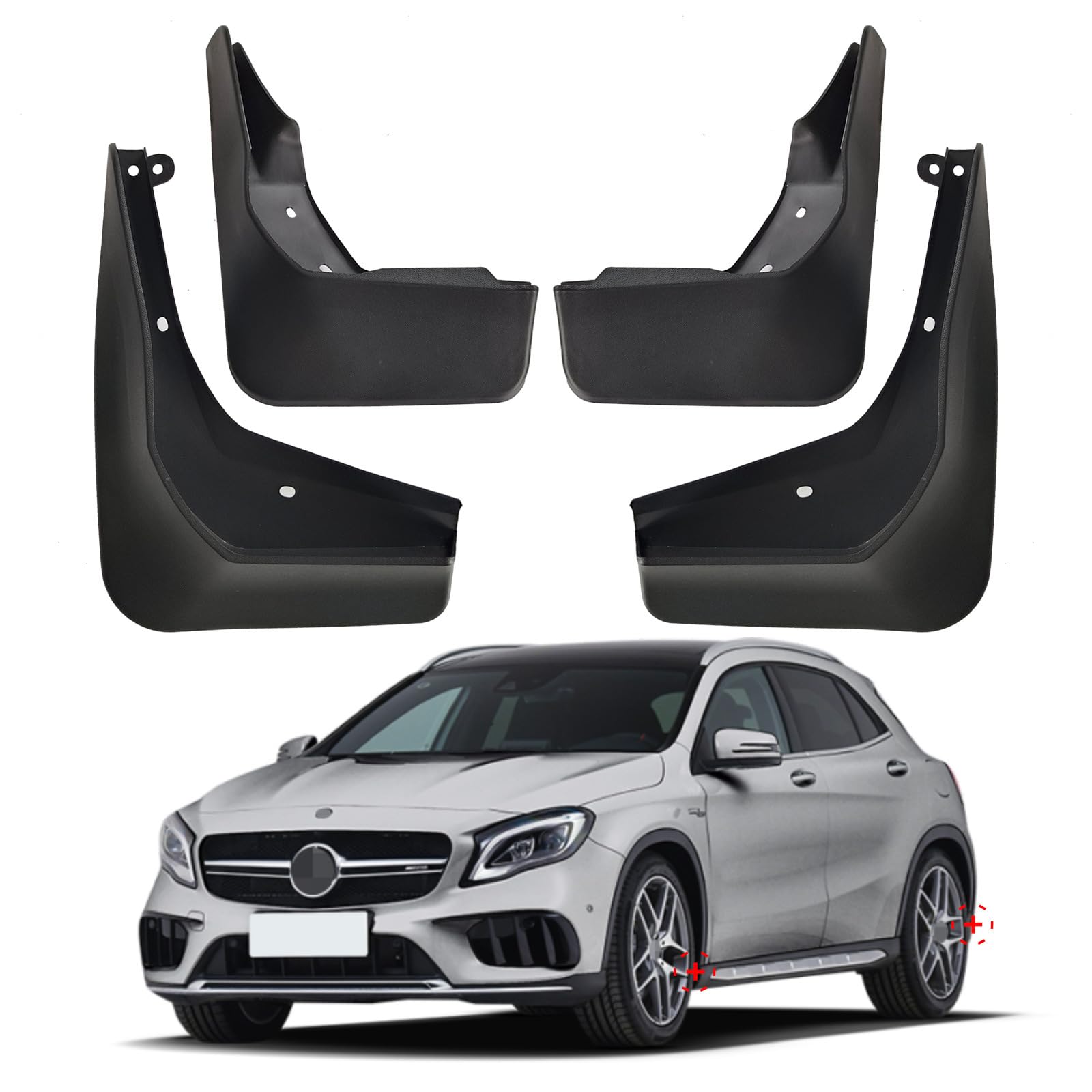 Ysbxitu 4 Stück Auto Schmutzfänger für Benz Schmutzlappen Spritzlappen Vorne Hinten Auto Fender passt für Mercedes GLA 2013-2019 Kunststoff-Kotflügel Kotflügelschoner Bohrfreie Auto Zubehör von Ysbxitu