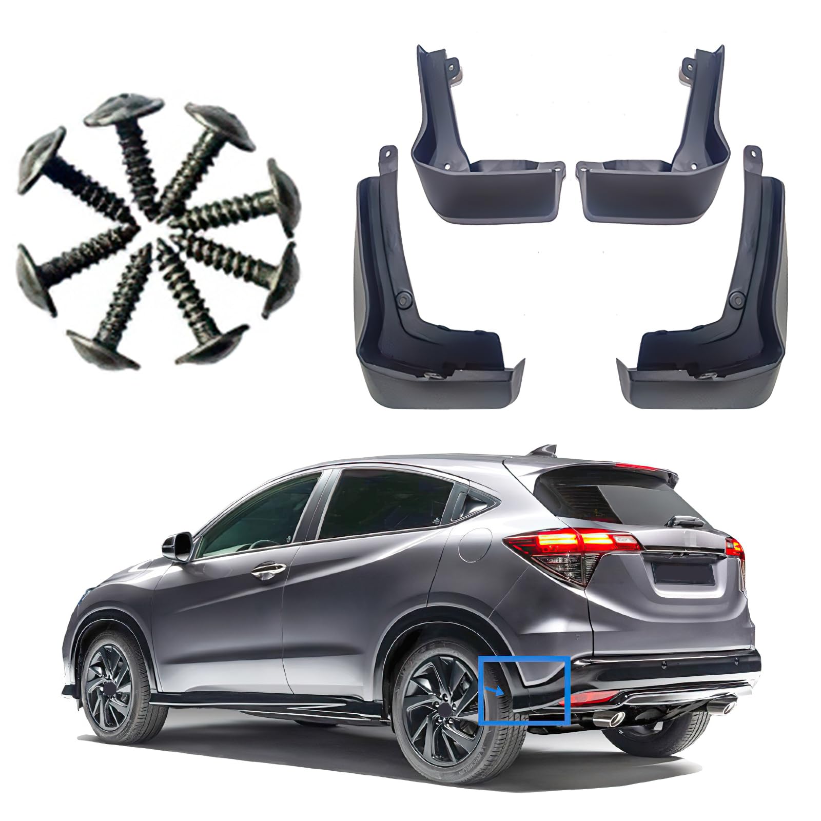 Ysbxitu 4 Stück Auto Schmutzfänger für Honda Schmutzlappen Spritzlappen Vorne Hinten Fender passt für Honda HR-V 2019-2020 Kunststoff Kotflügel Kotflügelschoner Bohrfreie Auto Zubehör von Ysbxitu