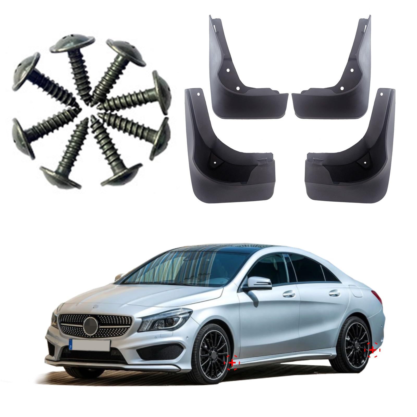 Ysbxitu 4 Stück Auto Schmutzfänger für Mercedes Schmutzlappen Spritzlappen Vorne Hinten Auto Fender passt für Benz CLA 2013-2019 Kunststoff-Kotflügel Kotflügelschoner Bohrfreie Auto Zubehör von Ysbxitu