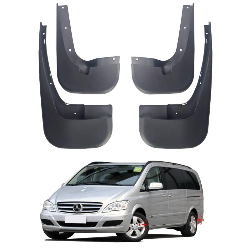 Ysbxitu 4 Stück Auto Schmutzfänger für Mercedes Schmutzlappen Spritzlappen Vorne Hinten Fender passt für Benz Viano Vito 2011-2015 Kunststoff Kotflügel Kotflügelschoner Bohrfreie Auto Zubehör von Ysbxitu