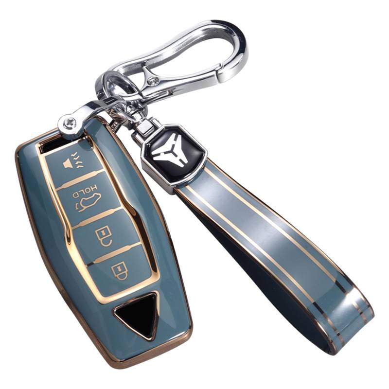 Ysbxitu 4 Tasten Autoschlüssel Hülle Schlüsseletui Abdeckung Passt für Mitsubishi Outlander 2022 2023 TPU Schlüsselcover Schlüsselbox Schlüsselgehäuse Fernbedienung Cover Zubehör (grau) von Ysbxitu