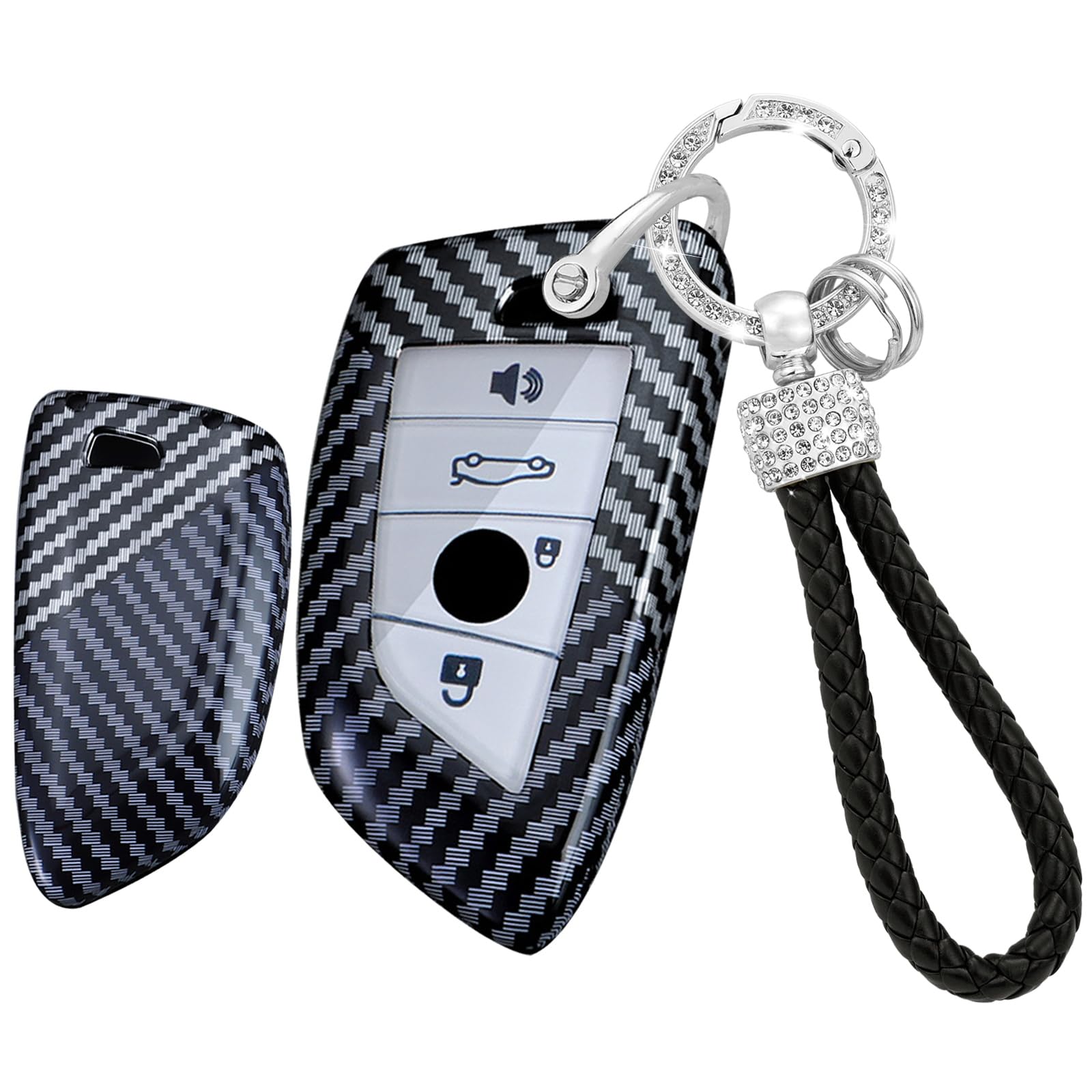 Ysbxitu 4 Tasten Schlüsselhülle für BMW Autoschlüssel Hülle mit Schlüsselanhänger Passt für BMW 1er 2er 3er 5er 6er F31 G30 G31 GT G32 G11 G12 F39 F48 G01 G02 Schlüsselcase Schlüsseletui Keyless Weiß von Ysbxitu