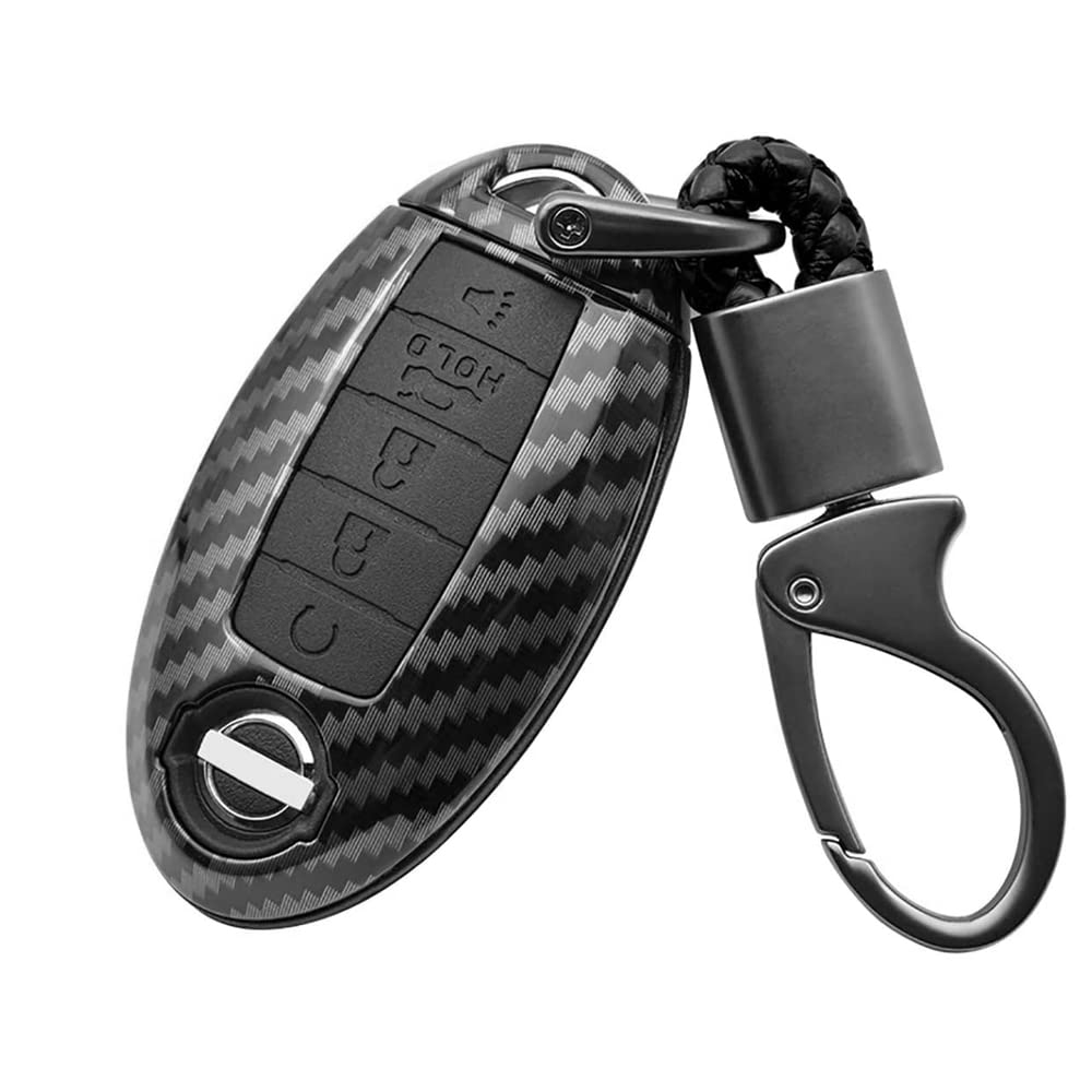 Ysbxitu 5 Tasten Autoschlüssel Hülle Schlüsseletui Abdeckung Schlüsselcover Passt für Nissan Rouge Maxima Altima Sentra Murano Qashqai Schutz Etui für Fernbedienung Schlüsseltasche Zubehör（schwarz） von Ysbxitu
