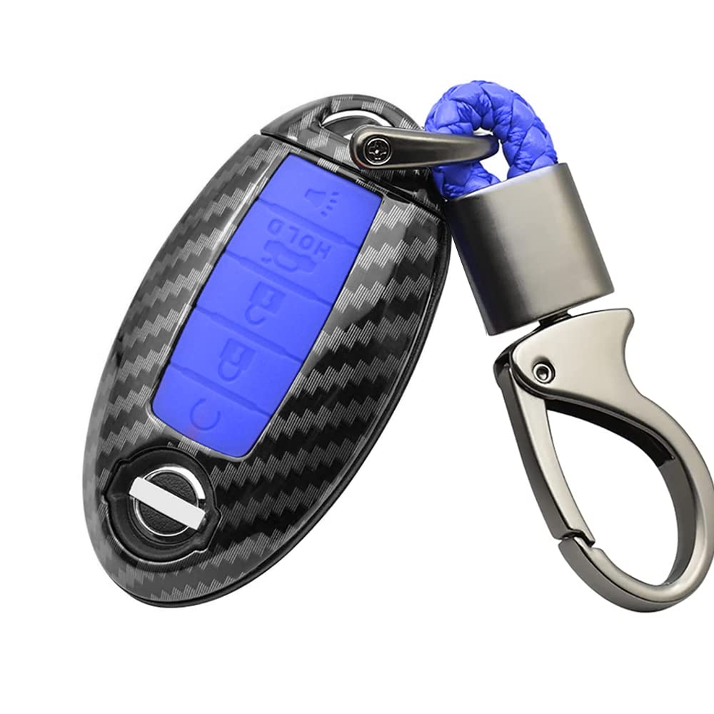 Ysbxitu 5 Tasten Autoschlüssel Hülle Schlüsseletui Abdeckung Schlüsselcover Passt für Nissan Rouge Maxima Altima Sentra Murano Qashqai Schutz Etui für Fernbedienung Schlüsseltasche Zubehör(Blau von Ysbxitu