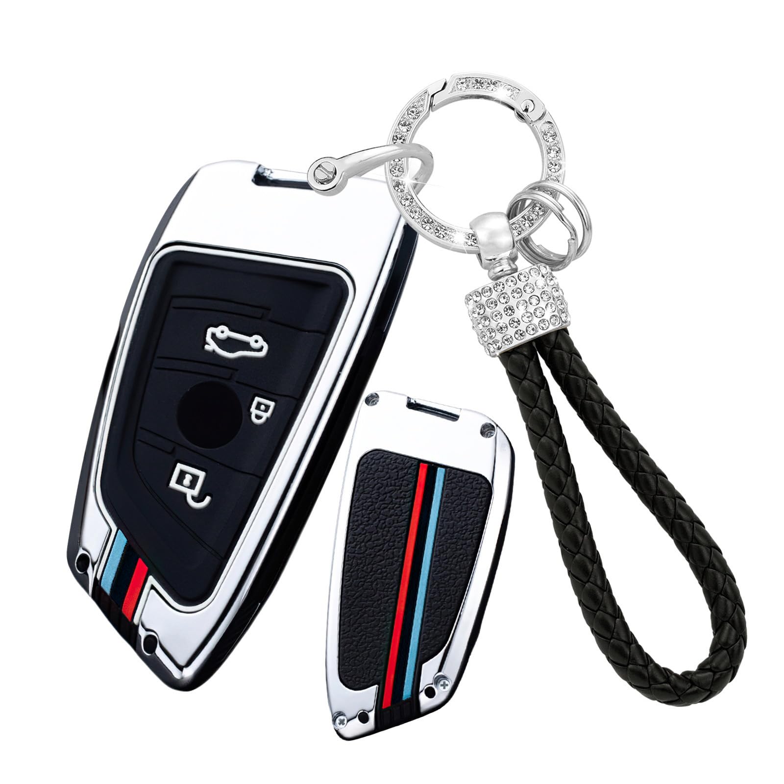 Ysbxitu Autoschlüssel Cover Eui Car Keychain Passt für BMW Autoschlüssel Hülle Schlüsselgehäuse Passt für BMW X1 X2 X3 X5 X6 BMW 1 2 3 4 5 6 7 Series Fernbedienung Cover Geschenkidee 3Tasten-B Silber von Ysbxitu