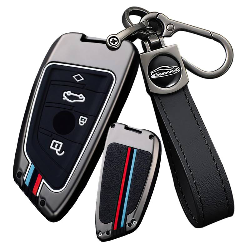 Ysbxitu Autoschlüssel Cover Eui Car Keychain Passt für BMW Autoschlüssel Hülle Schlüsselgehäuse Passt für BMW X1 X2 X3 X5 X6 BMW 1 2 3 4 5 6 7 Series Fernbedienung Cover Geschenkidee 4Tasten-B Schwarz von Ysbxitu