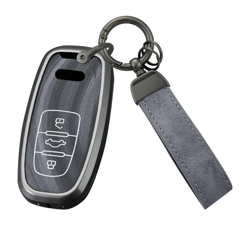 Ysbxitu Autoschlüssel Hülle für Audi Schlüsselbox keyless go Schutz Passt für Audi A1 A3 A4 A5 A6 A8 C7 C8 B8 4G RS6 B8 Q5 Q7 Q8 Schlüsselbund Smart-Fernbedienungs-schlüsselgehäuse Zubehör A Grau von Ysbxitu