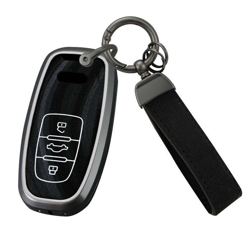 Ysbxitu Autoschlüssel Hülle für Audi Schlüsselbox keyless go Schutz Passt für Audi A1 A3 A4 A5 A6 A8 C7 C8 B8 4G RS6 B8 Q5 Q7 Q8 Schlüsselbund Smart-Fernbedienungs-schlüsselgehäuse Zubehör A Schwarz von Ysbxitu