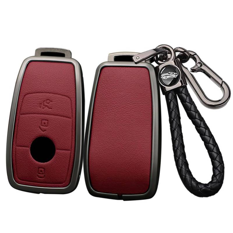 Ysbxitu Autoschlüssel - Schlüsselhülle für Funkschlüssel Abdeckung Passt für Benz A C E S G Klasse GLC CLE CLA GLB GLS W177 W205 AMG Gehäuse der Schlüsselanhänger Car Keychain 3 Knöpfe -A Rot von Ysbxitu