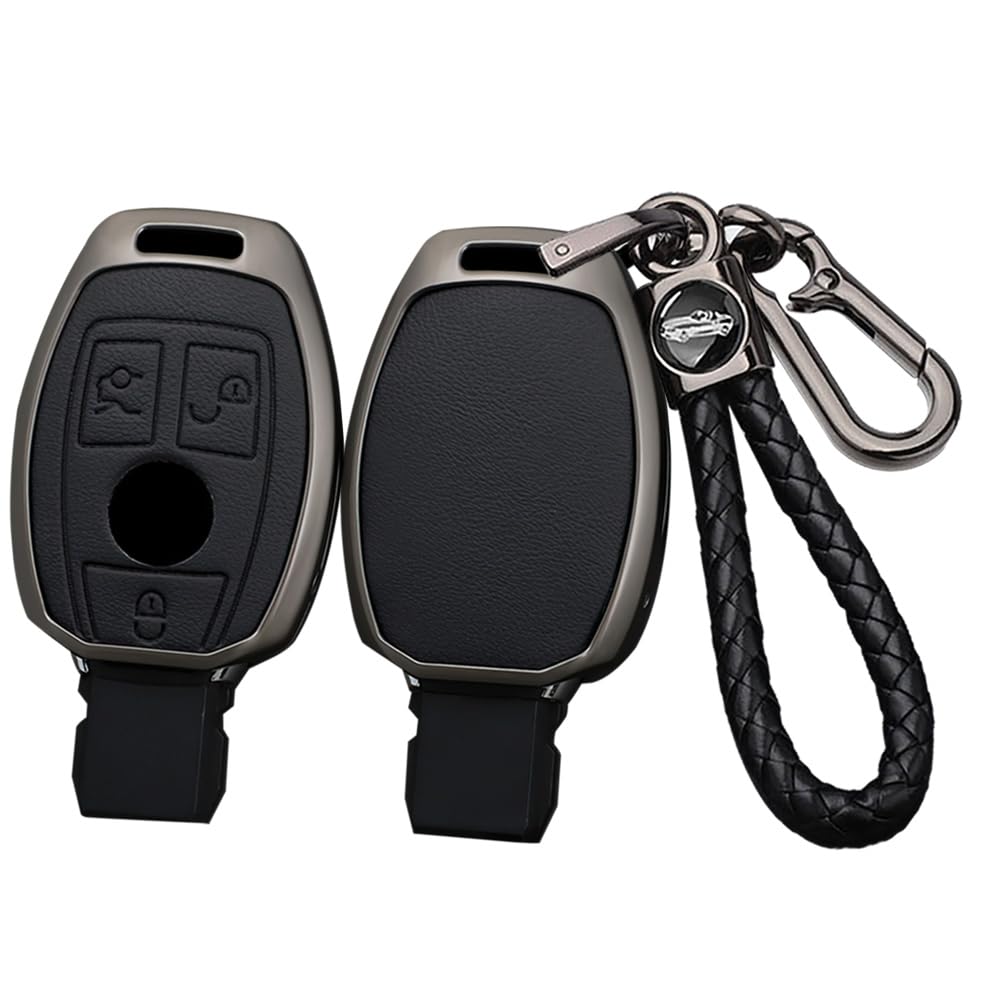 Ysbxitu Autoschlüssel hülle Eui Car Keychain Schlüsselbox keyless go Schutz Autofernbedienungen Passt für Mercedes A B C E R S G M V Klasse CLA CLS GL SL AMG W204 W245 Metall-Hülle 3Tasten-A Schwarz von Ysbxitu