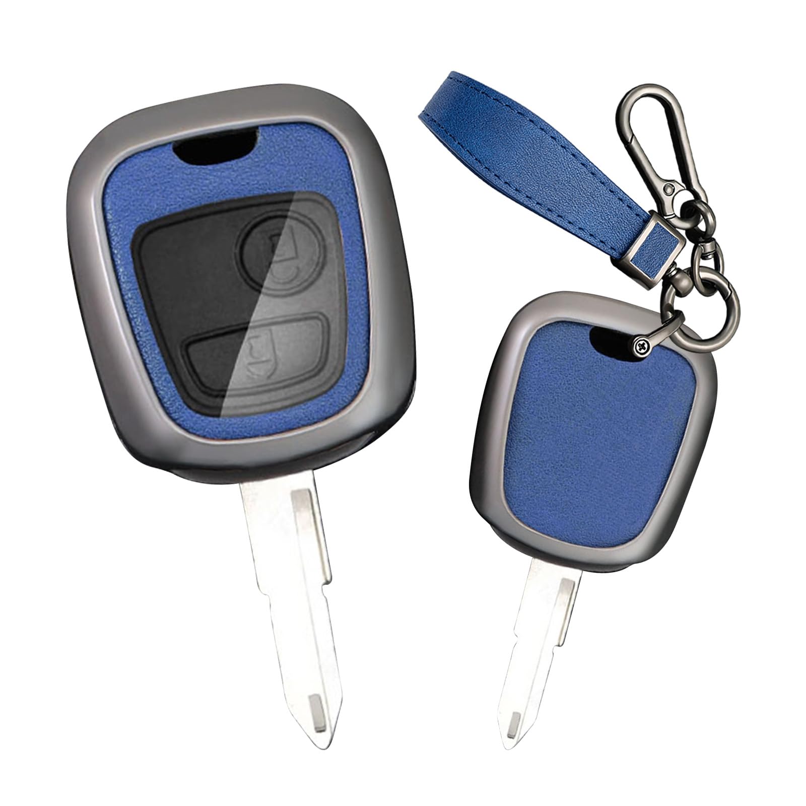 Ysbxitu Autoschlüsseltasche Schlüssel Cover kompatibel mit Peugeot 107 206 307 406 Citroen C1 C2 C3 Berlingo Smartkey Autoschlüssel Schlüsselhülle Eui Schlüssel Gehäuse Car Keychain-A Blau von Ysbxitu