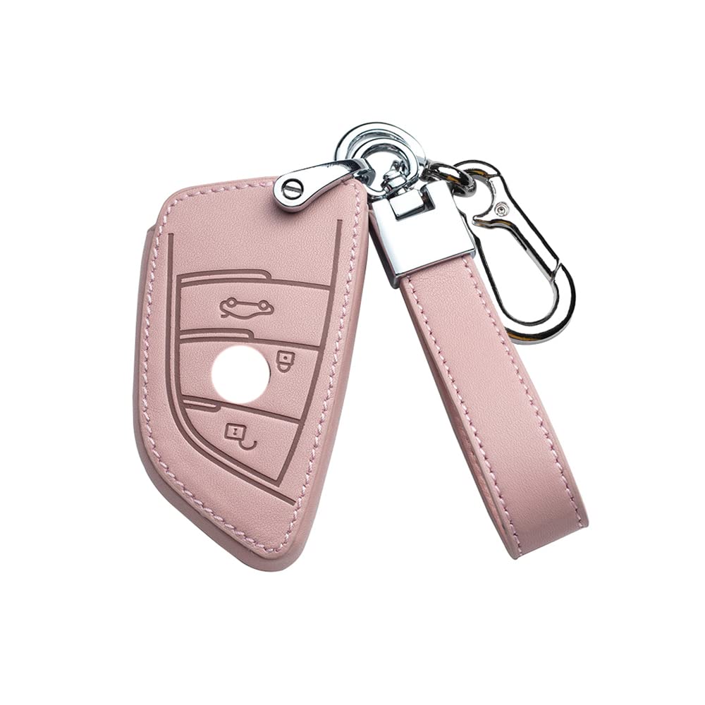 Ysbxitu Fernbedienung Cover Eui Car Keychain Passt für BMW Autoschlüssel Hülle Schlüsselgehäuse Passt für BMW X1 X2 X3 X5 X6 BMW 1 2 3 4 5 6 7 Series Schlüssel Gehäuse Geschenkidee 3 Tasten-Rosa von Ysbxitu